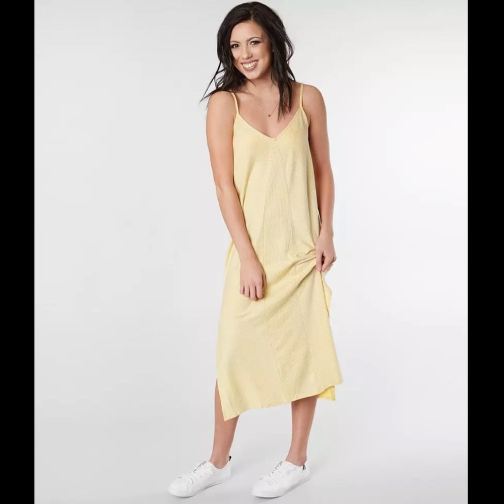 RVCA LAYLA KNIT MIDI DRESS IN MUSTARD XS